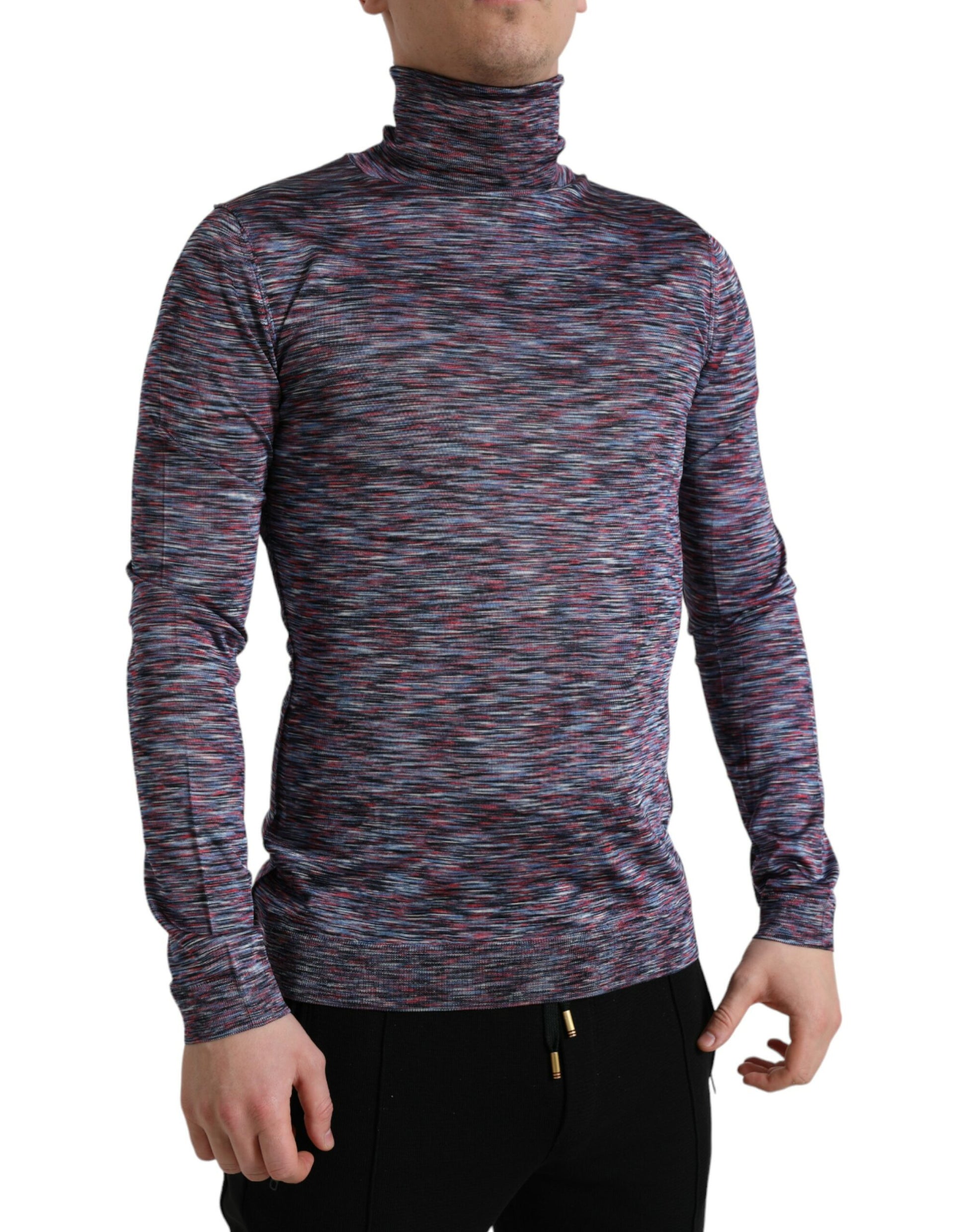 Dolce & Gabbana Blue Purple Turtleneck Pullover Sweater by Dolce & Gabbana