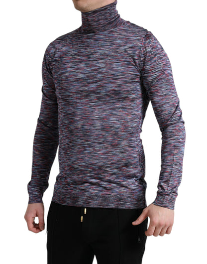 Dolce & Gabbana Blue Purple Turtleneck Pullover Sweater by Dolce & Gabbana