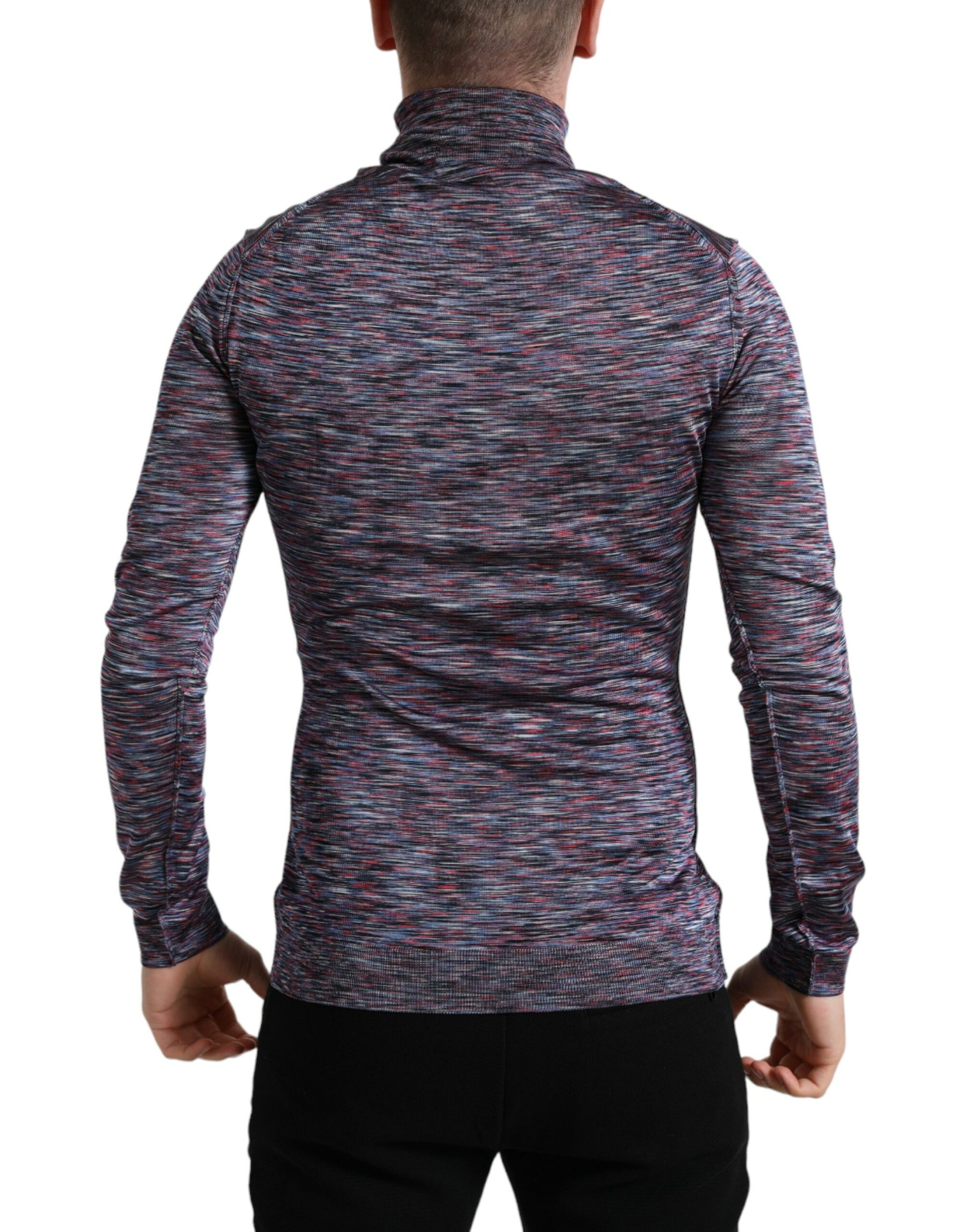 Dolce & Gabbana Blue Purple Turtleneck Pullover Sweater by Dolce & Gabbana