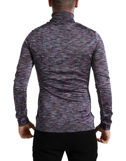 Dolce & Gabbana Blue Purple Turtleneck Pullover Sweater by Dolce & Gabbana