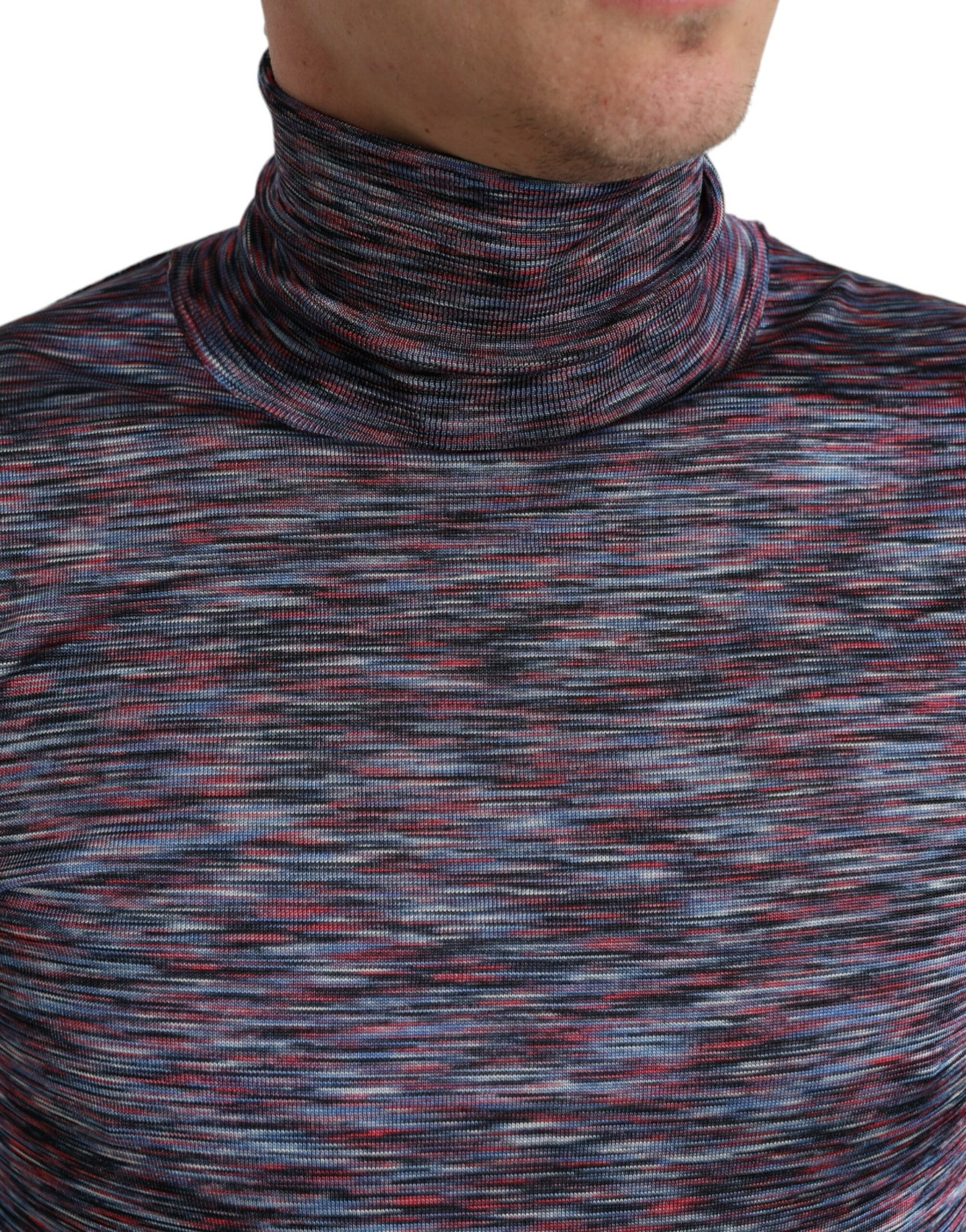 Dolce & Gabbana Blue Purple Turtleneck Pullover Sweater by Dolce & Gabbana