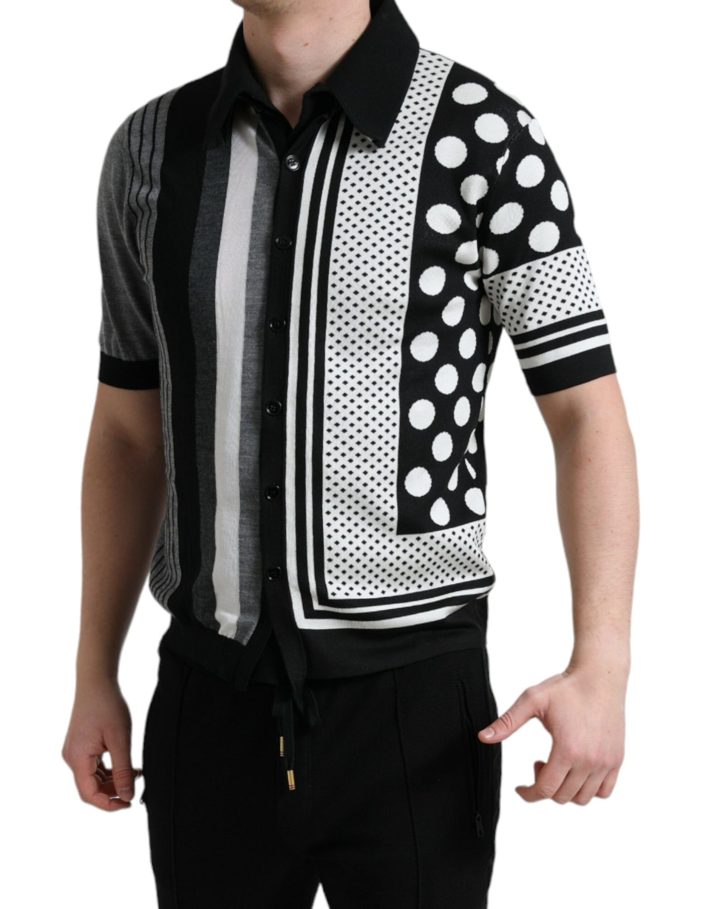 Dolce &amp; Gabbana Élégant cardigan rayé en soie mélangée