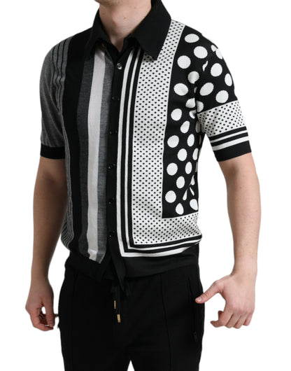 Dolce &amp; Gabbana Élégant cardigan rayé en soie mélangée