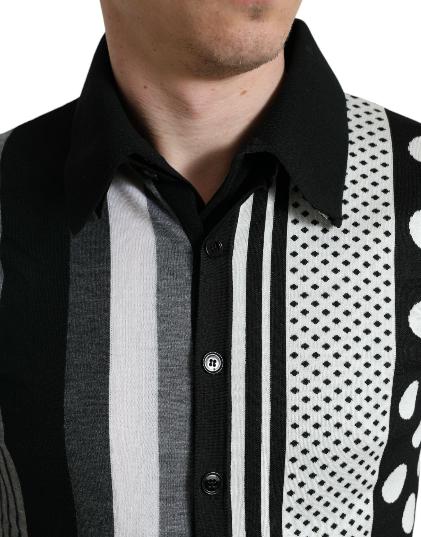 Dolce &amp; Gabbana Élégant cardigan rayé en soie mélangée
