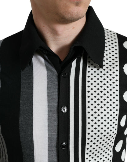 Dolce &amp; Gabbana Élégant cardigan rayé en soie mélangée