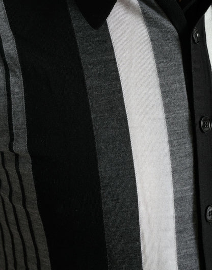 Dolce &amp; Gabbana Élégant cardigan rayé en soie mélangée