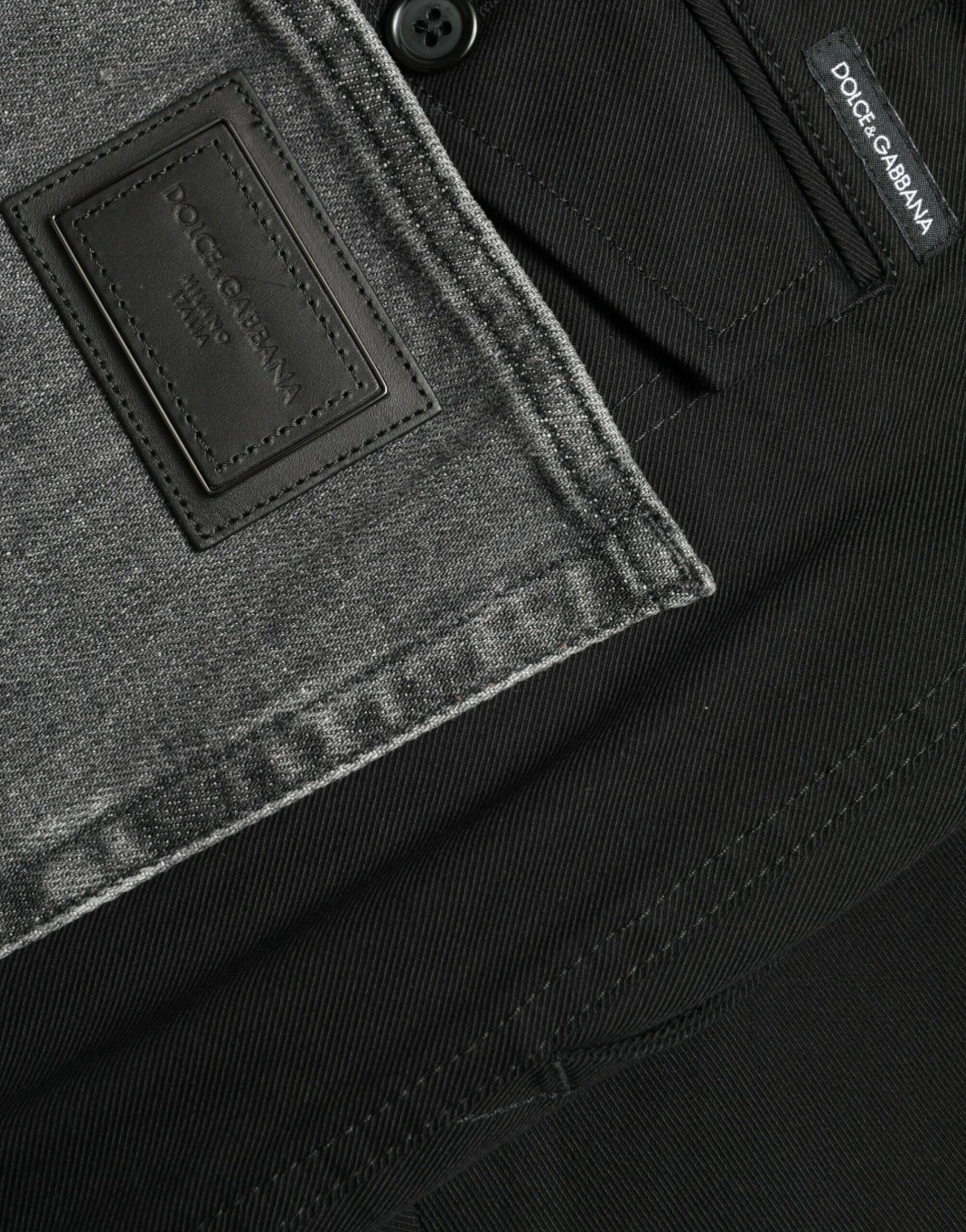 Dolce & Gabbana Black Gray slim Cotton Denim Jeans by Dolce & Gabbana