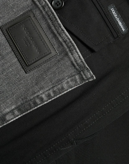 Dolce & Gabbana Black Gray slim Cotton Denim Jeans by Dolce & Gabbana