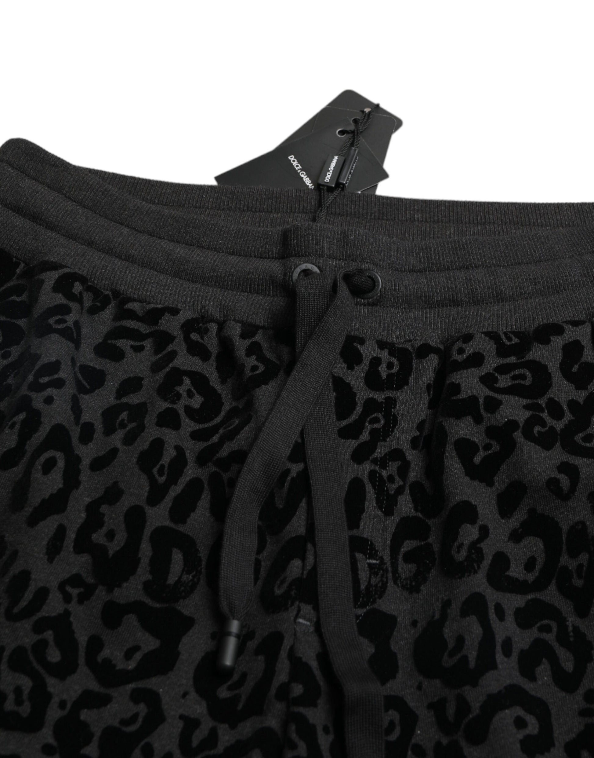 Dolce & Gabbana Black Leopard Cotton Slim Fit Jogger Pants by Dolce & Gabbana