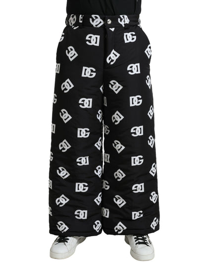 Dolce & Gabbana Black Logo DG Print Wide Leg Pants by Dolce & Gabbana