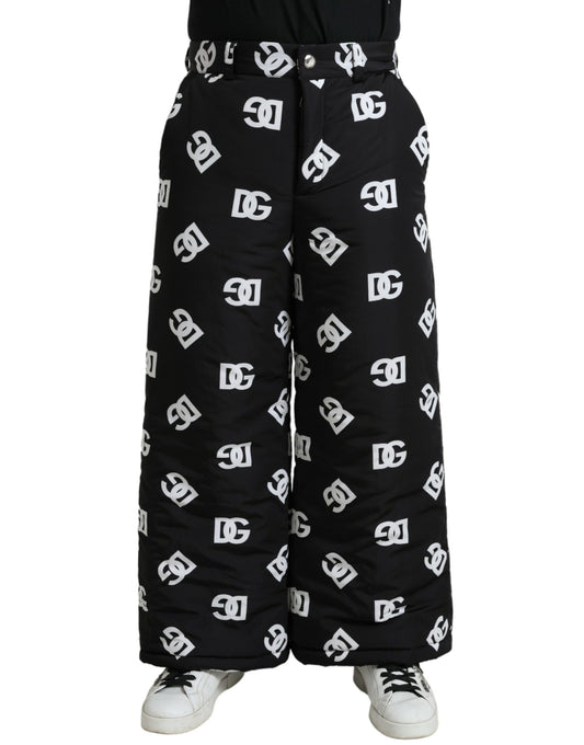 Dolce & Gabbana Black Logo DG Print Wide Leg Pants by Dolce & Gabbana