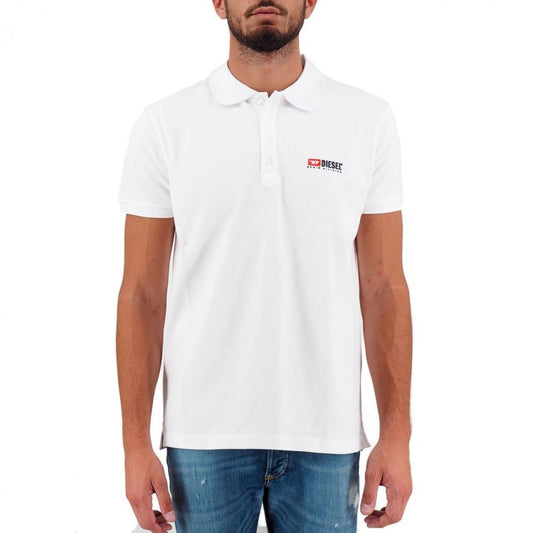 Polo Diesel élégant en coton blanc avec logo contrasté