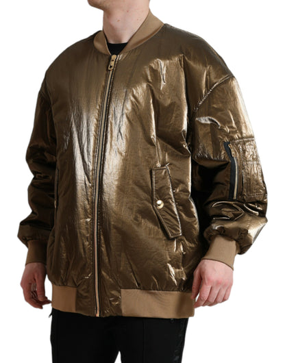 Dolce &amp; Gabbana Élégant blouson aviateur bronze