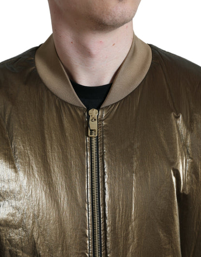 Dolce &amp; Gabbana Élégant blouson aviateur bronze