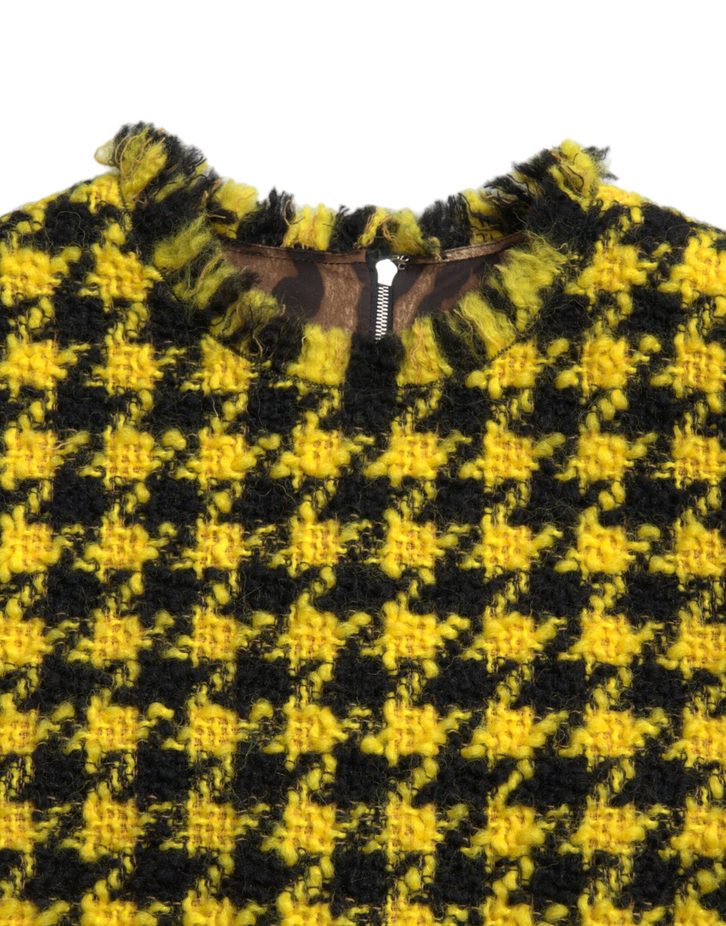 Dolce & Gabbana Yellow Houndstooth Sleeveless Aline Mini Dress by Dolce & Gabbana