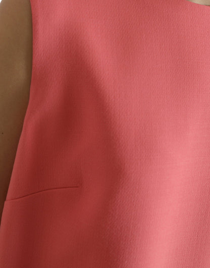 Dolce & Gabbana Pink Virgin Wool Sleeveless Mini Dress by Dolce & Gabbana