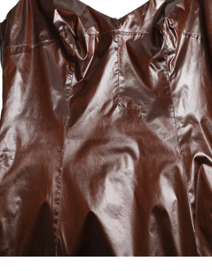 Dolce & Gabbana Brown Shiny Silk Sheath Sleeveless Bodycon Midi Dress by Dolce & Gabbana
