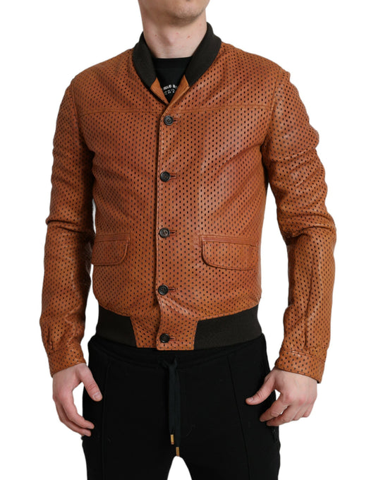 Dolce &amp; Gabbana Élégant blouson aviateur en cuir perforé