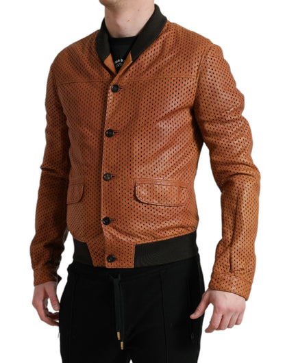 Dolce &amp; Gabbana Élégant blouson aviateur en cuir perforé