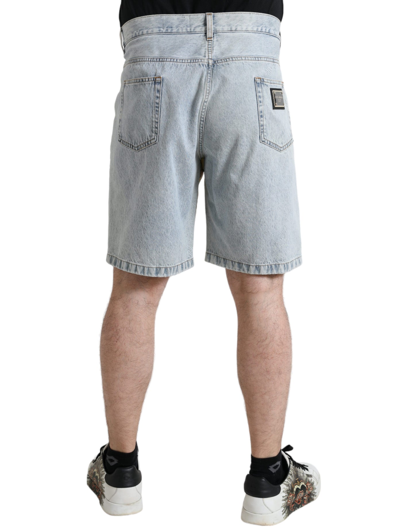 Dolce &amp; Gabbana Multicolor Floral Print Denim Bermuda Shorts