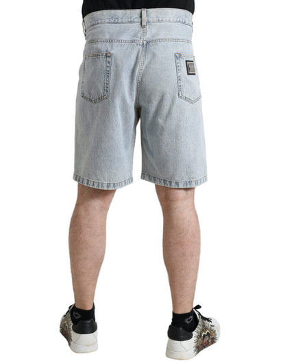 Dolce &amp; Gabbana Multicolor Floral Print Denim Bermuda Shorts