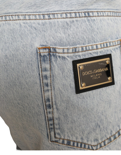 Dolce &amp; Gabbana Multicolor Floral Print Denim Bermuda Shorts
