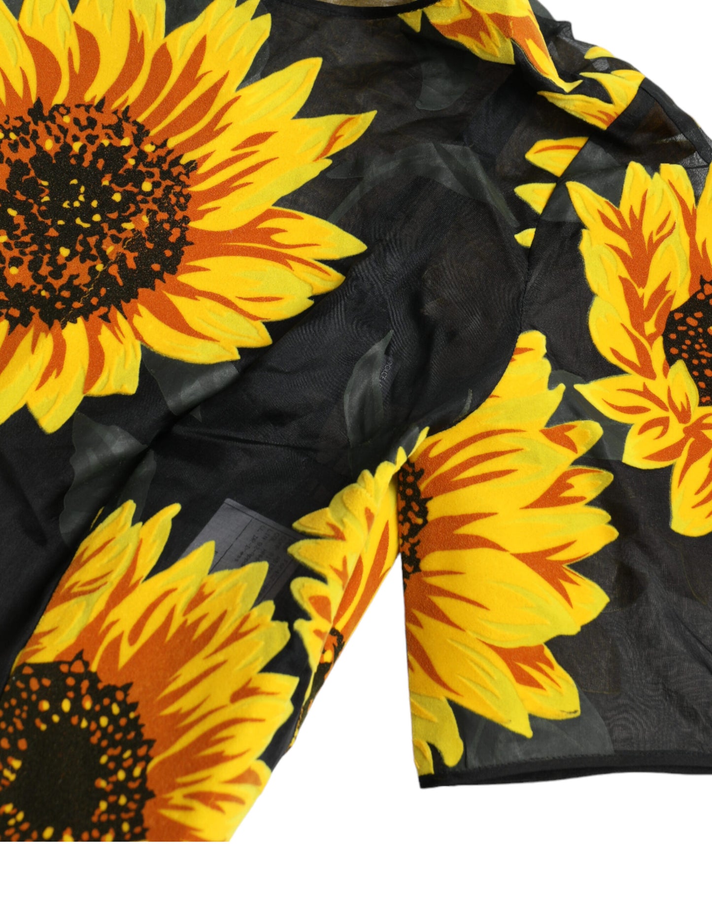 Dolce & Gabbana Black Sunflower Print Nylon A-line Midi Dress by Dolce & Gabbana