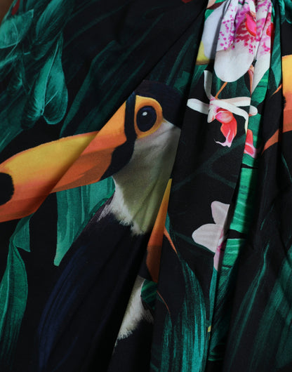 Dolce & Gabbana Green Tropical Jungle Print One Shoulder Midi Dress by Dolce & Gabbana