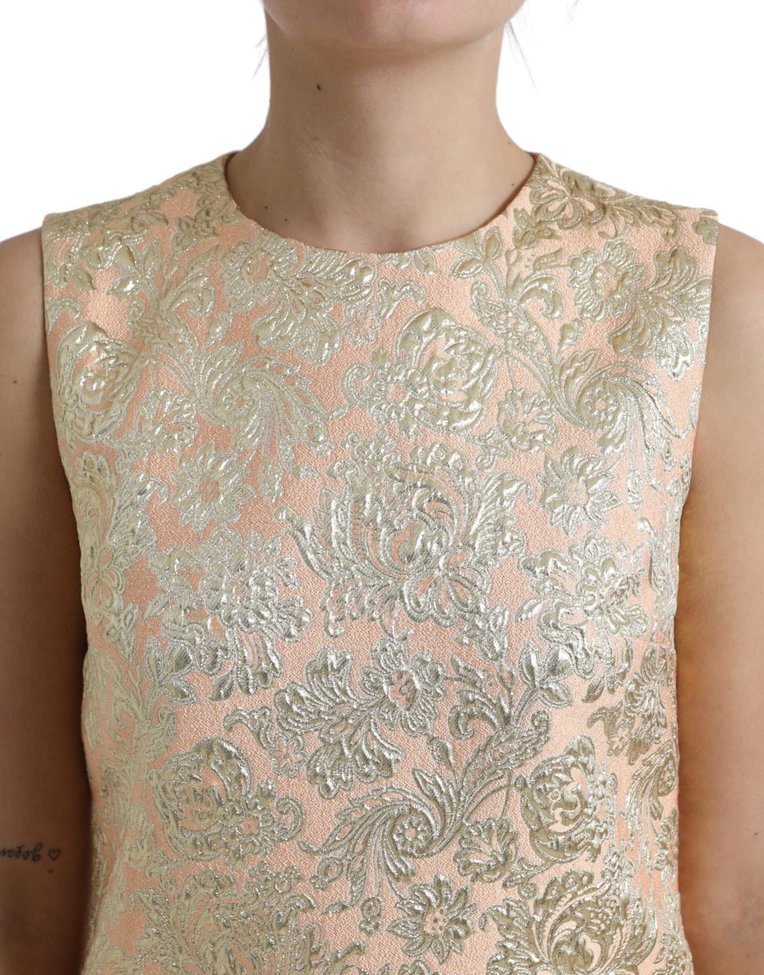 Dolce & Gabbana Metallic Floral Jacquard A-line Mini Dress by Dolce & Gabbana