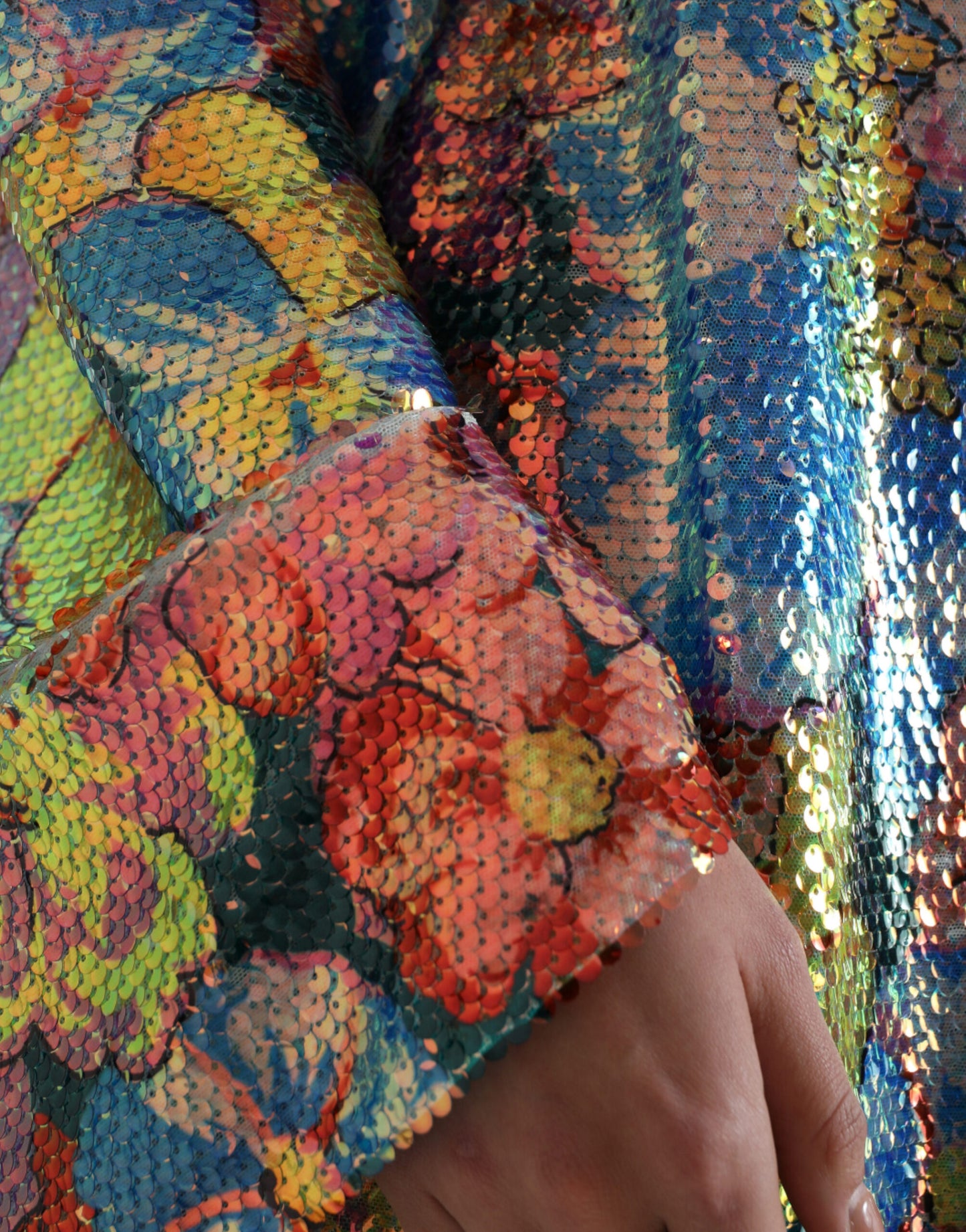 Dolce & Gabbana Multicolor Floral Sequined Shift Mini Dress by Dolce & Gabbana