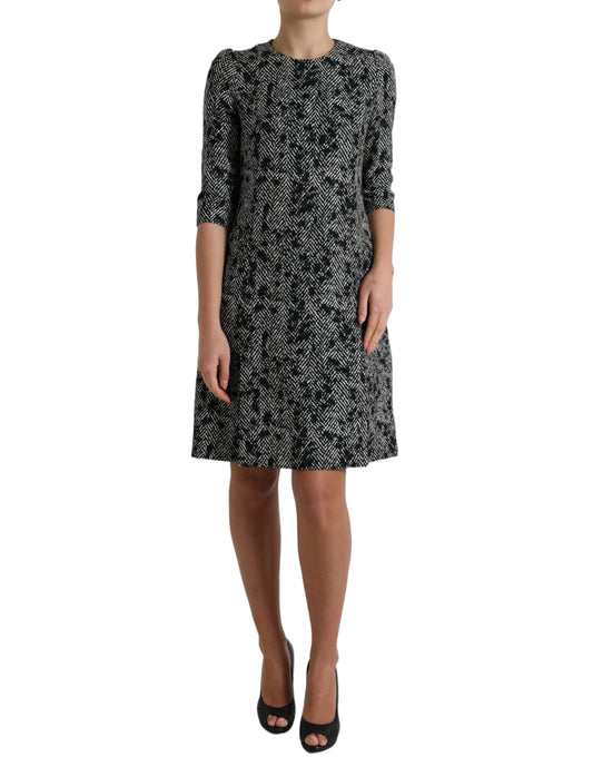 Dolce & Gabbana Black Chevron Polyester Shift Mini Dress by Dolce & Gabbana