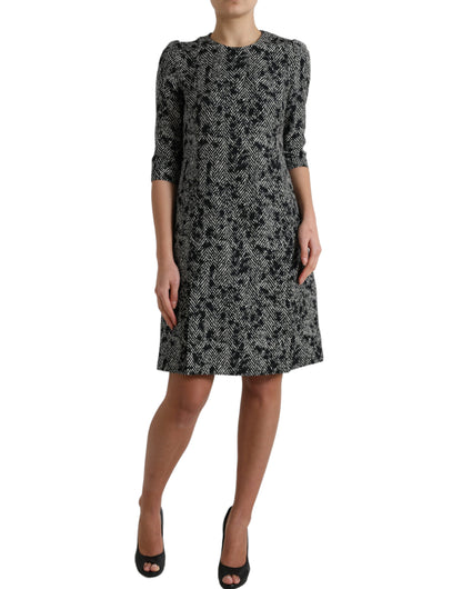 Dolce & Gabbana Black Chevron Polyester Shift Mini Dress by Dolce & Gabbana