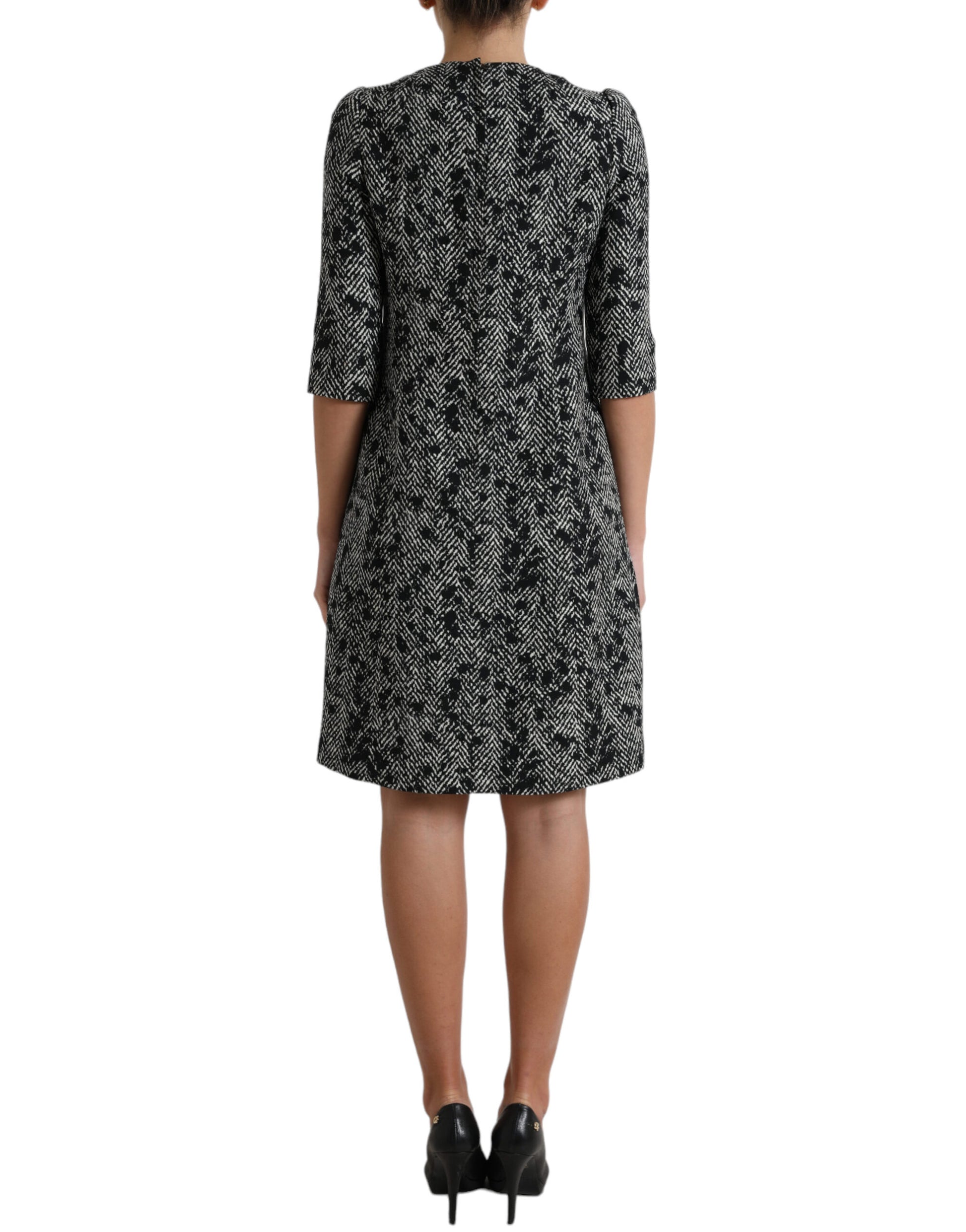 Dolce & Gabbana Black Chevron Polyester Shift Mini Dress by Dolce & Gabbana