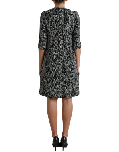Dolce & Gabbana Black Chevron Polyester Shift Mini Dress by Dolce & Gabbana