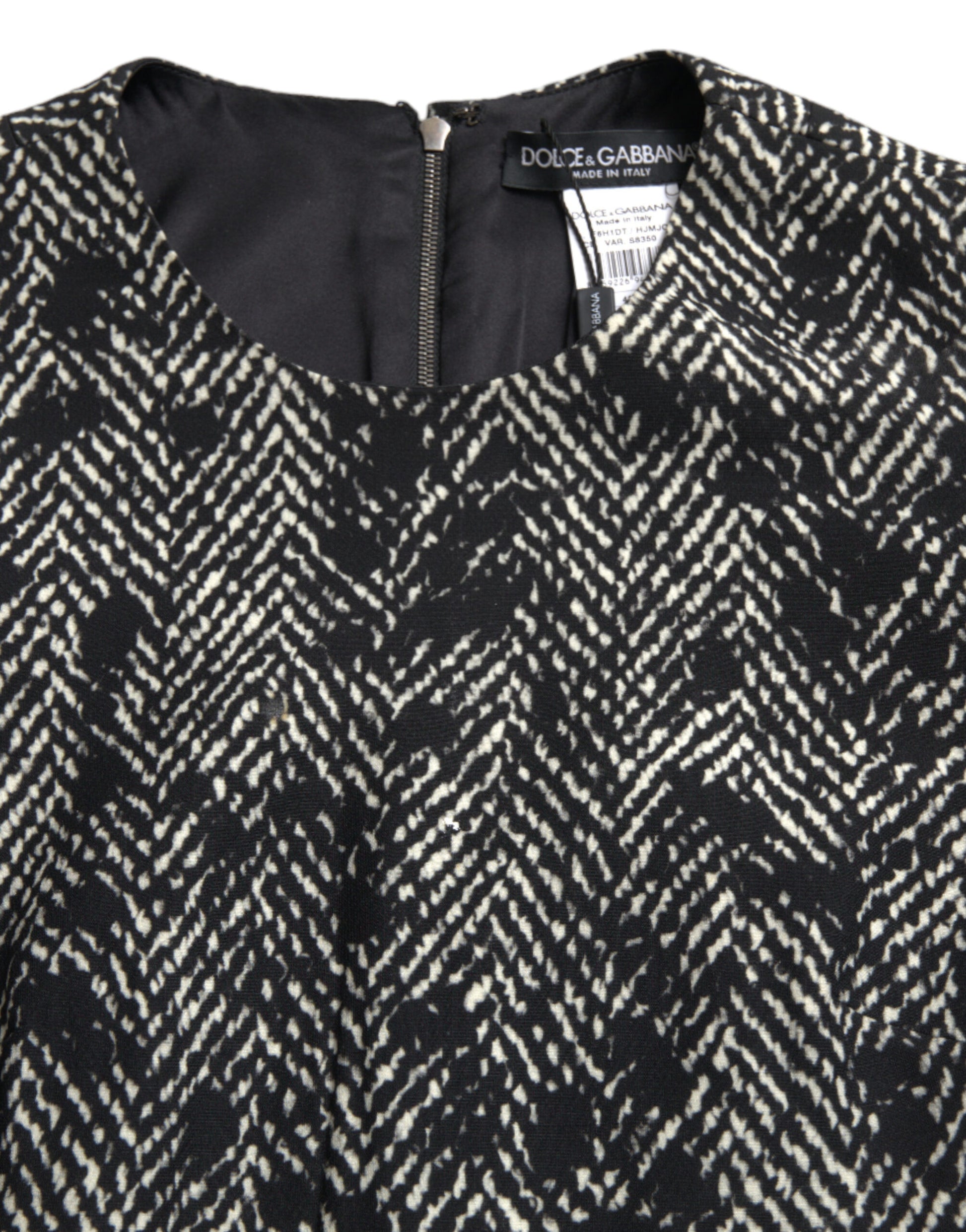 Dolce & Gabbana Black Chevron Polyester Shift Mini Dress by Dolce & Gabbana