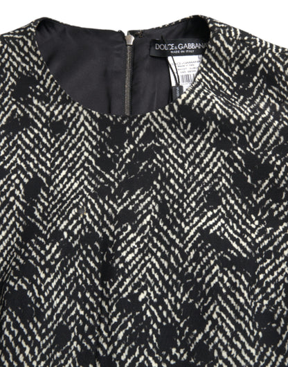 Dolce & Gabbana Black Chevron Polyester Shift Mini Dress by Dolce & Gabbana