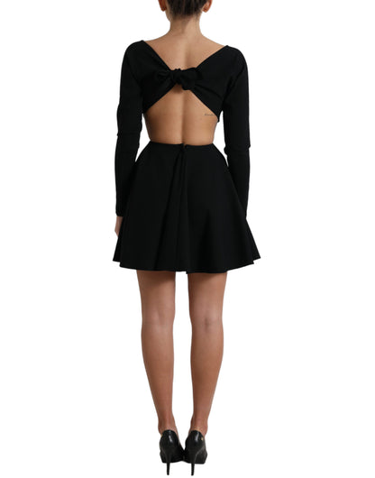 Dolce & Gabbana Black Viscose Cut Out A-line Long Sleeves Mini Dress by Dolce & Gabbana