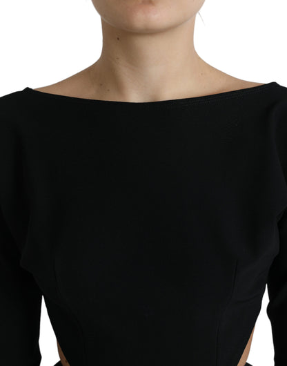 Dolce & Gabbana Black Viscose Cut Out A-line Long Sleeves Mini Dress by Dolce & Gabbana