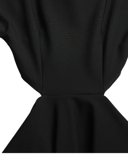 Dolce & Gabbana Black Viscose Cut Out A-line Long Sleeves Mini Dress by Dolce & Gabbana