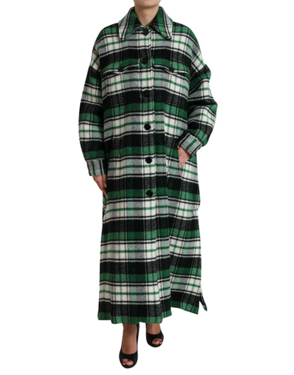 Dolce &amp; Gabbana Élégant manteau long à carreaux verts