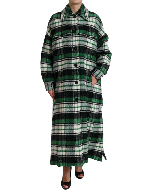Dolce &amp; Gabbana Élégant manteau long à carreaux verts