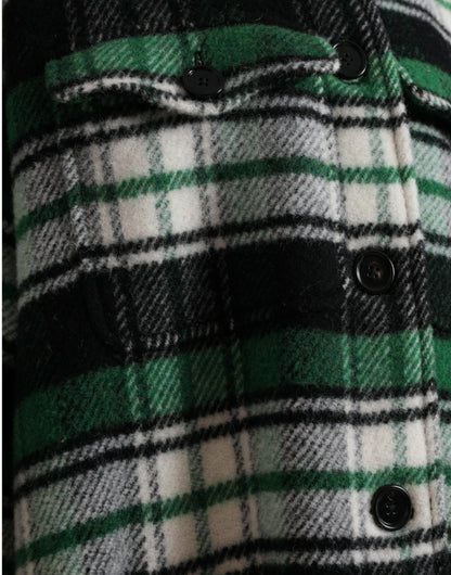 Dolce &amp; Gabbana Élégant manteau long à carreaux verts