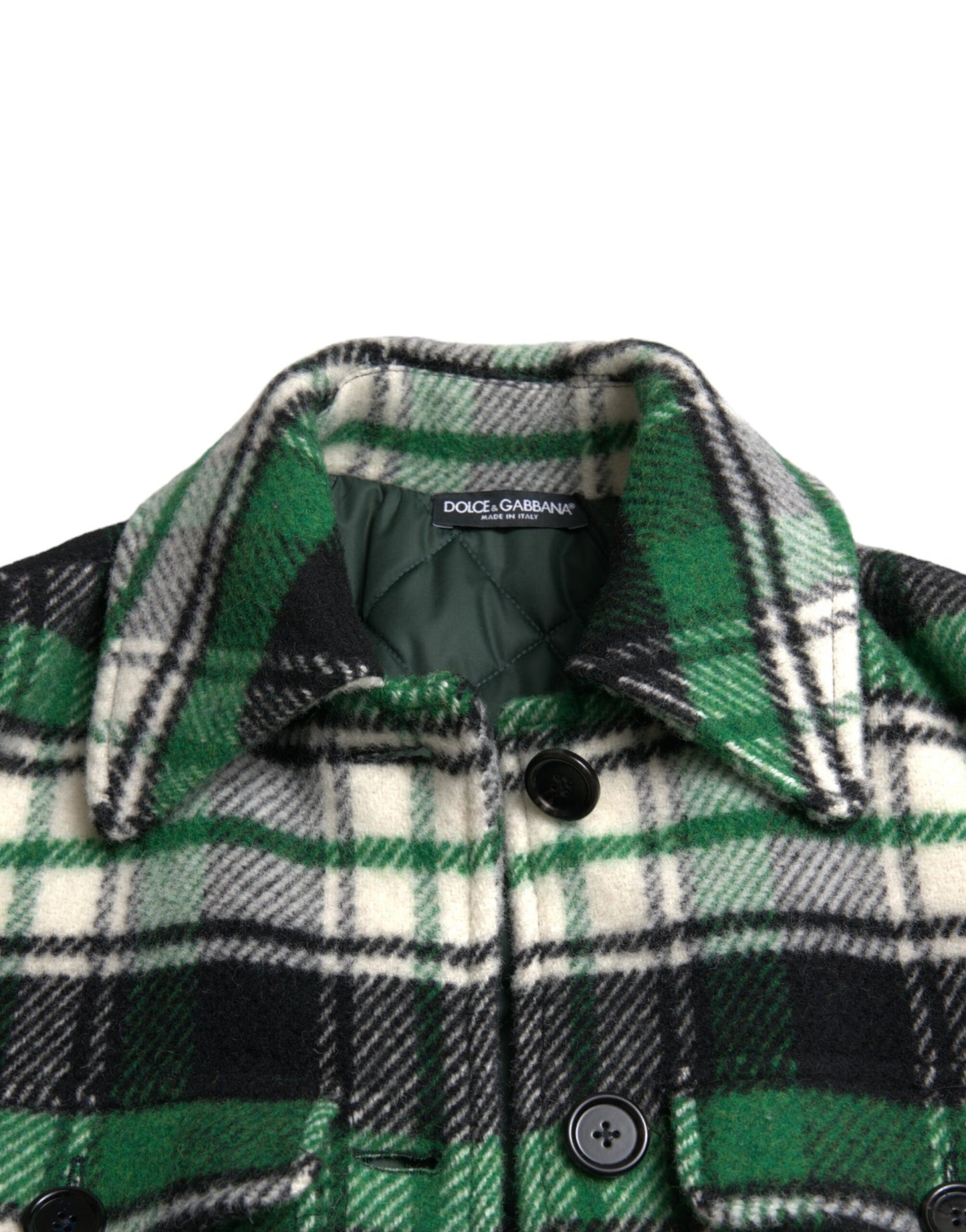 Dolce &amp; Gabbana Élégant manteau long à carreaux verts