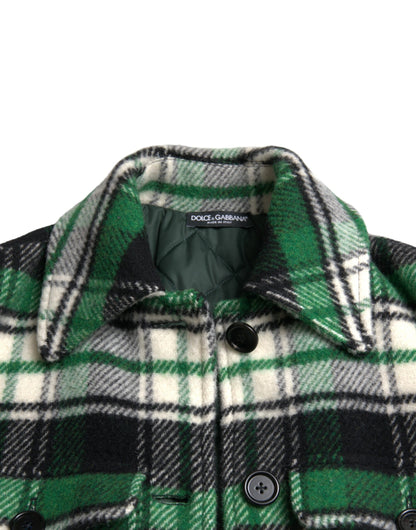 Dolce &amp; Gabbana Élégant manteau long à carreaux verts