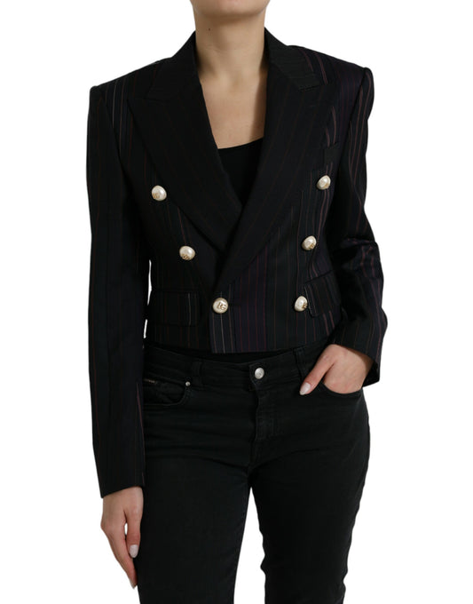 Blazer croisé en laine à rayures élégant Dolce &amp; Gabbana