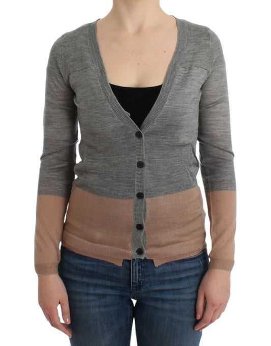 Costume National Élégant Cardigan Gris Acrylique et Laine