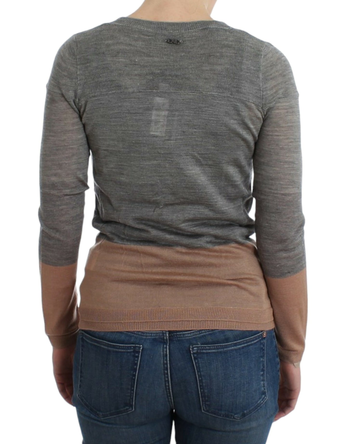Costume National Élégant Cardigan Gris Acrylique et Laine