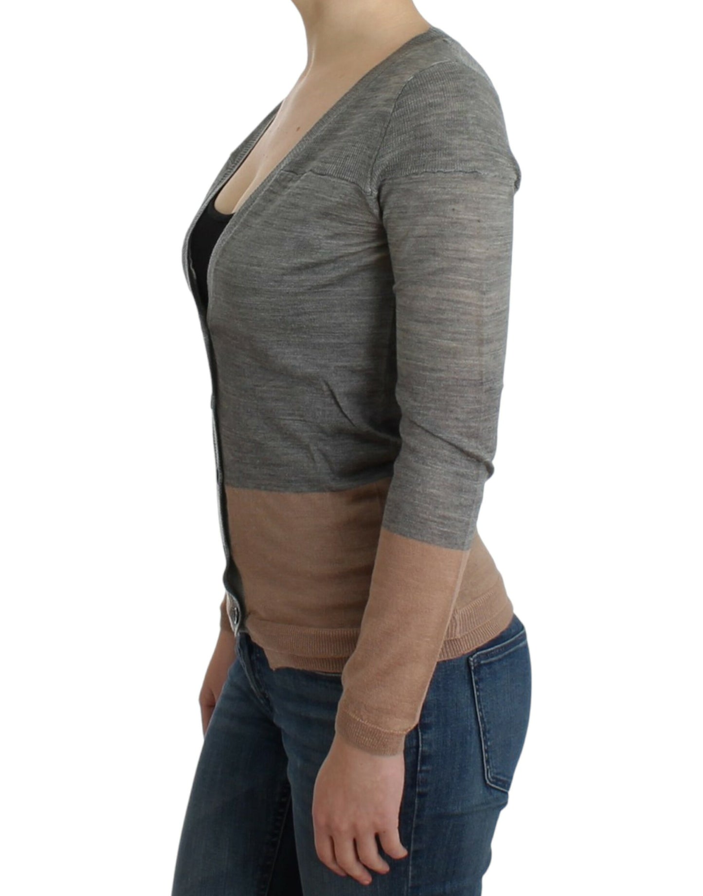 Costume National Élégant Cardigan Gris Acrylique et Laine