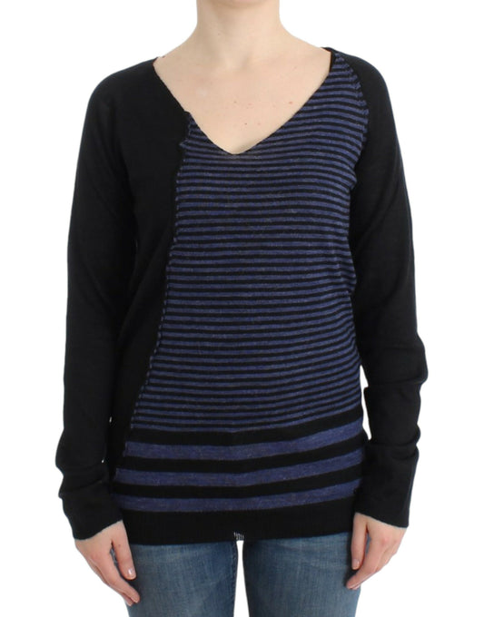 Pull de luxe à col en V et rayures Costume National