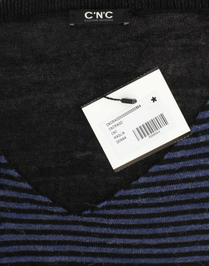 Pull de luxe à col en V et rayures Costume National